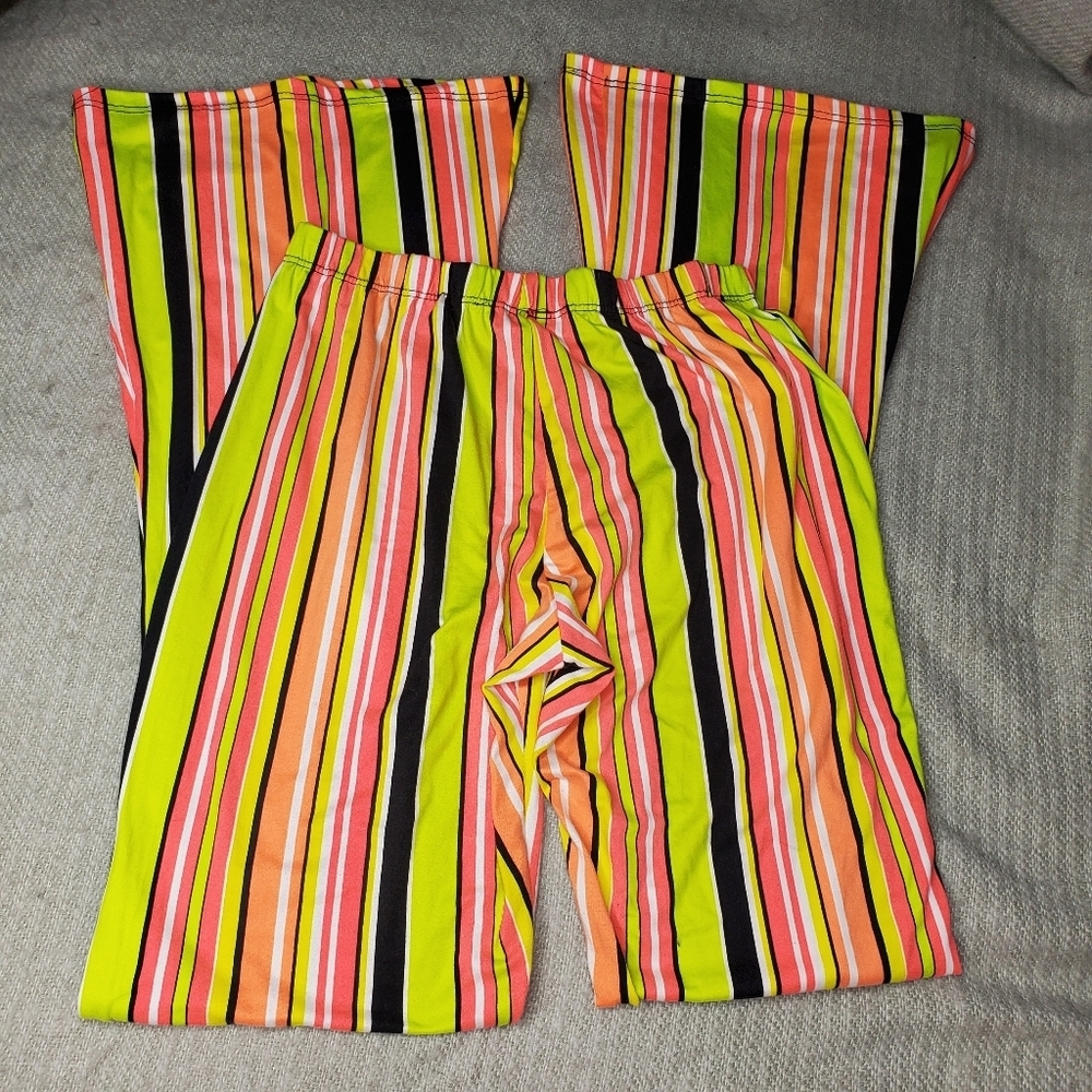 Arabella || Bright Striped Flared Pants